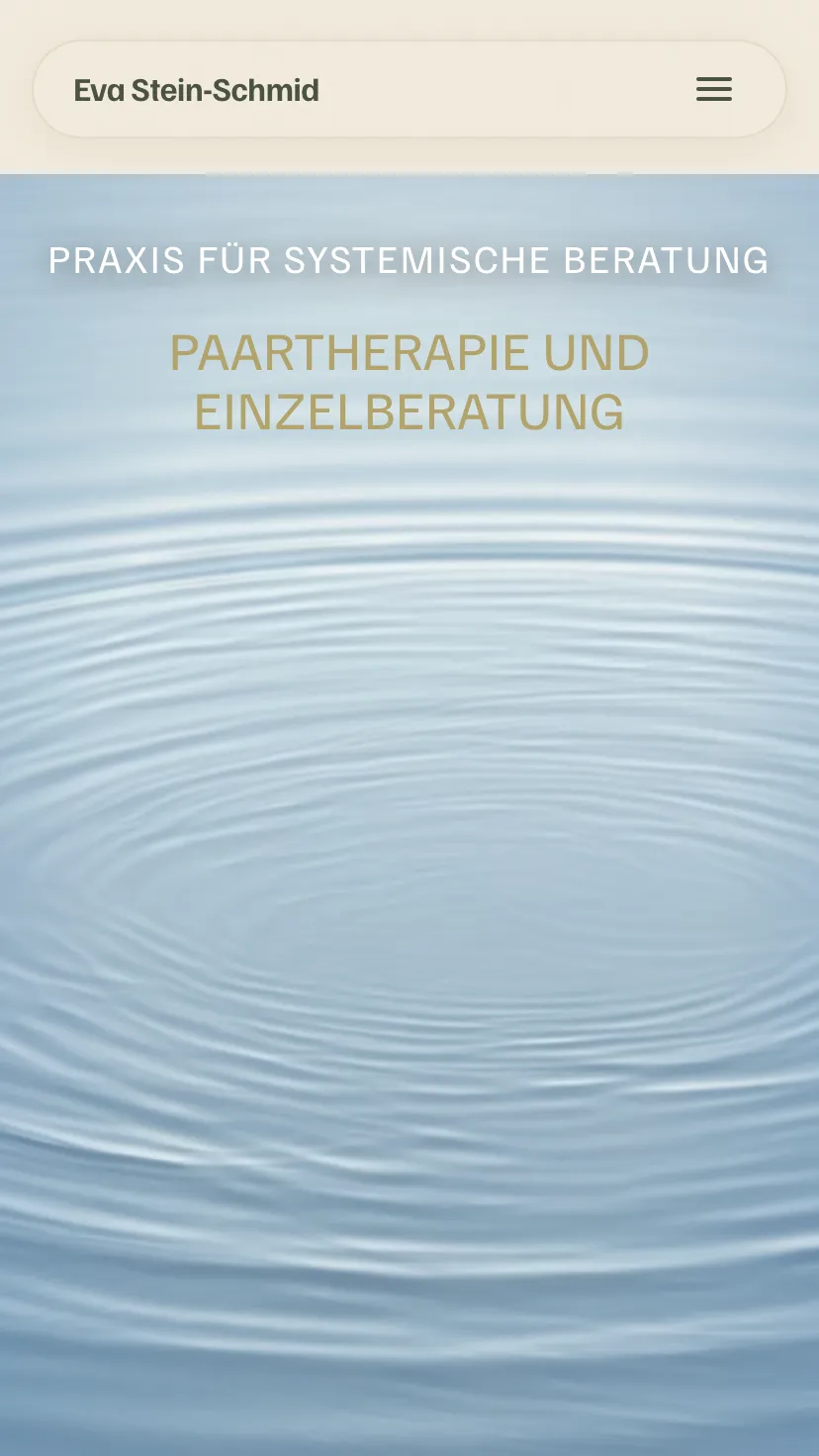Mobile Ansicht der Website von Eva Stein-Schmid, Ausschnitt 1