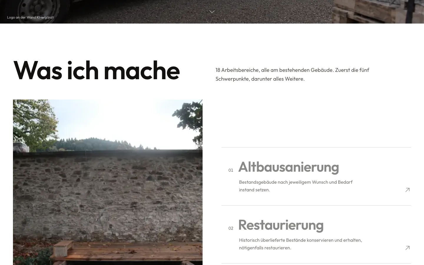Leistungsübersicht von Hättich Bau mit den Schwerpunkten Altbausanierung und Restaurierung