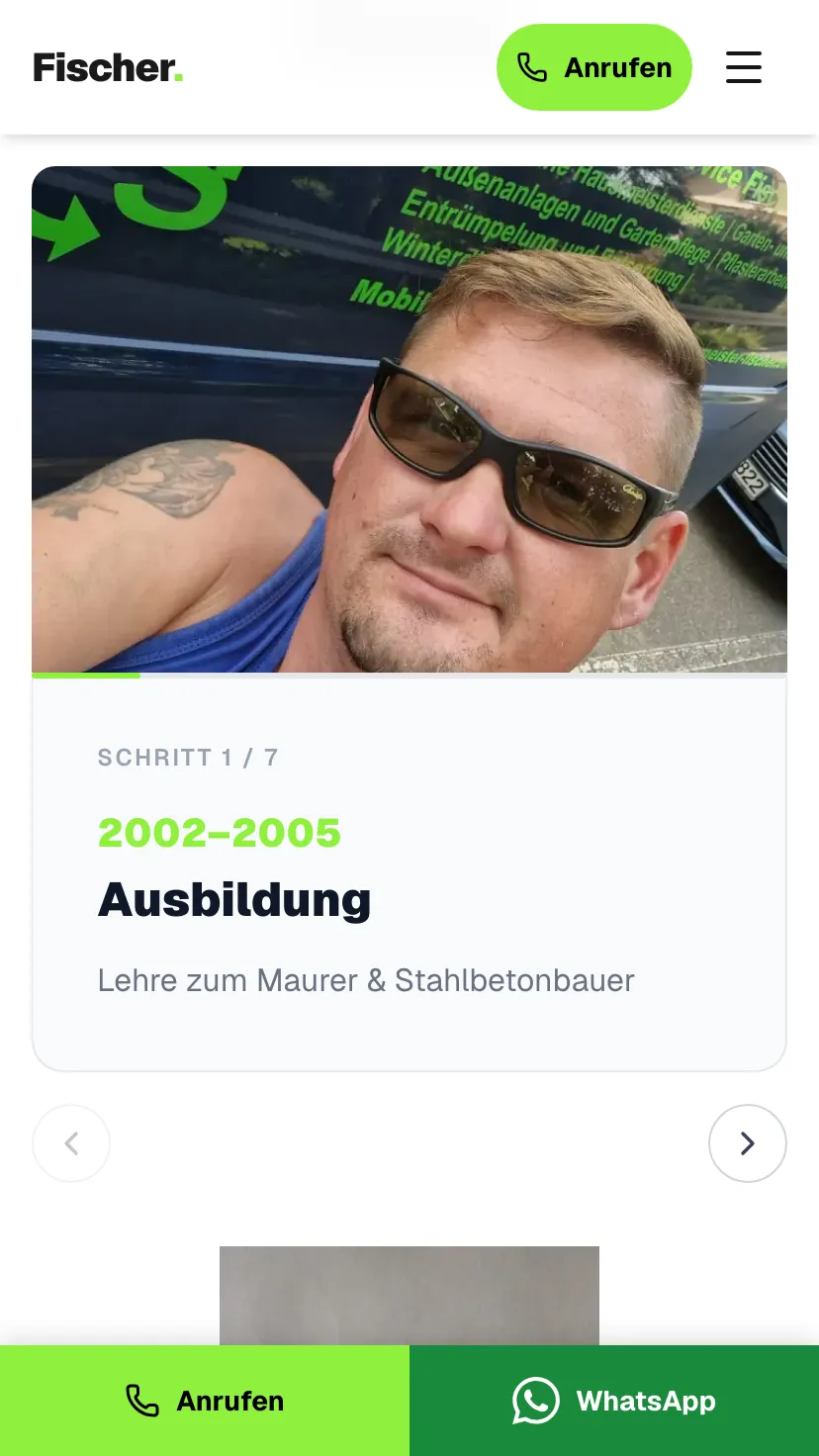 Mobile Ansicht der Website von Hausmeister Service Fischer, Ausschnitt 3